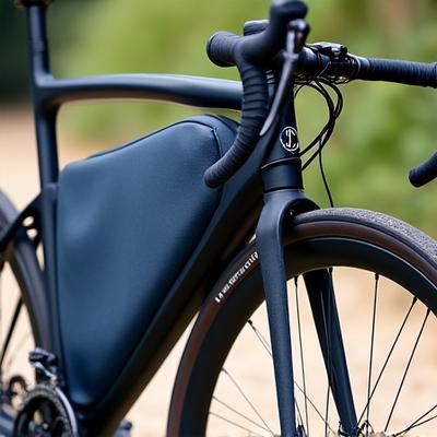 Recycled fabric frame bag on a bicycle