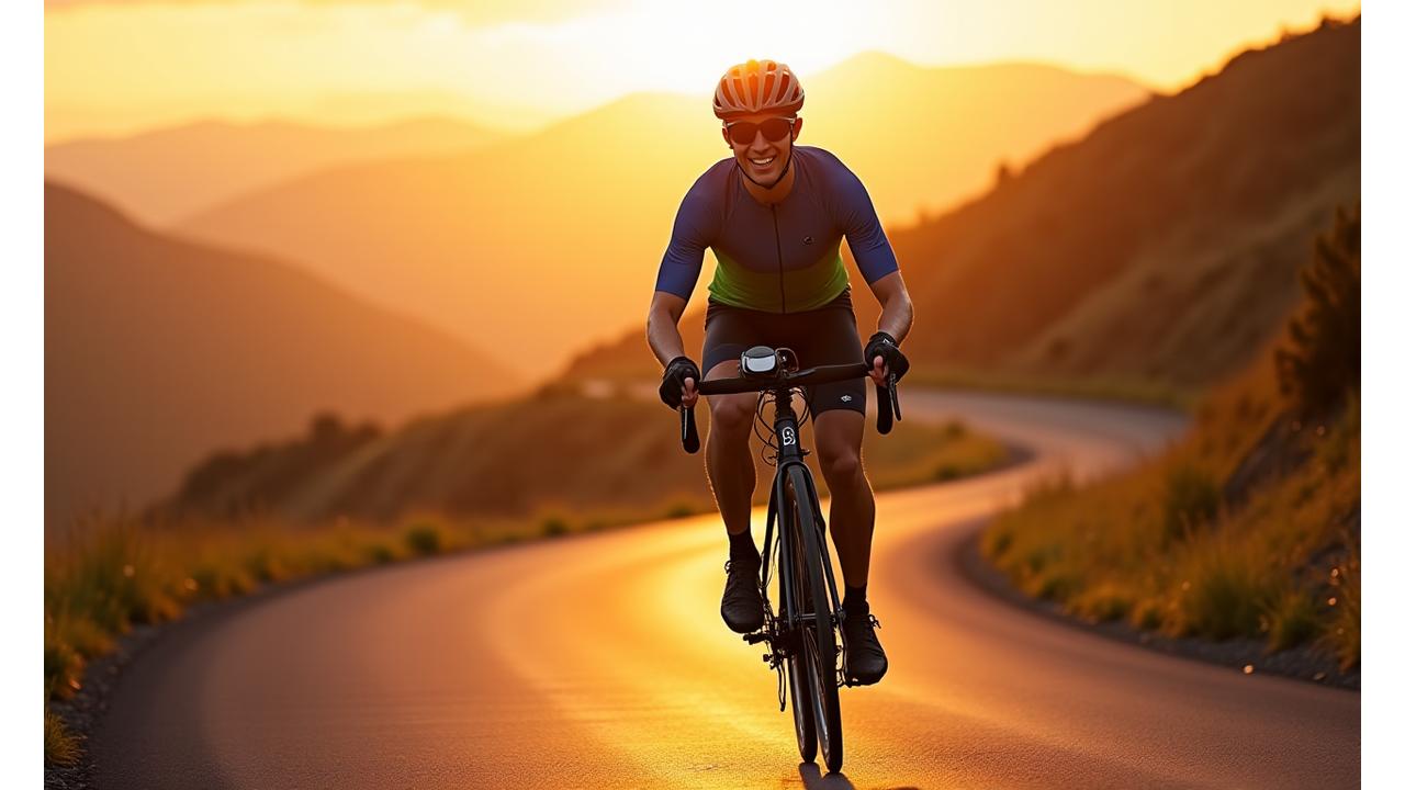 Cyclist on a mountain trail with stunning gear